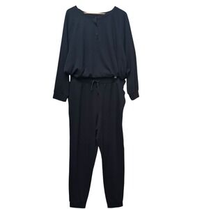 Victoria's Secret Black Loungewear Pajama Set Henley Black Comfy Relax Size XL